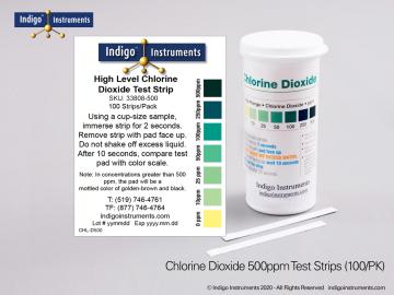 Indigo Chlorine Dioxide Test Strips Ppm Strips Vial