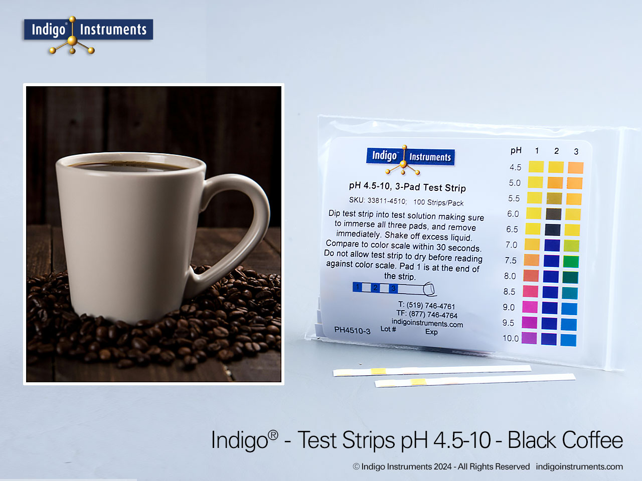 Black Coffee Acid pH Testing Strips