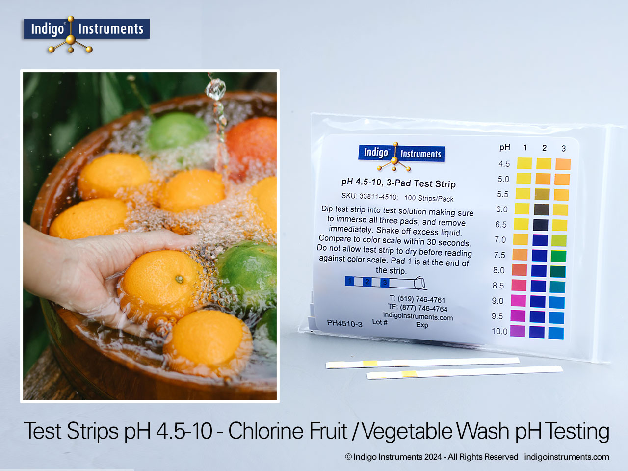 Fruit/Vegetable Wash Water pH Testing Strips