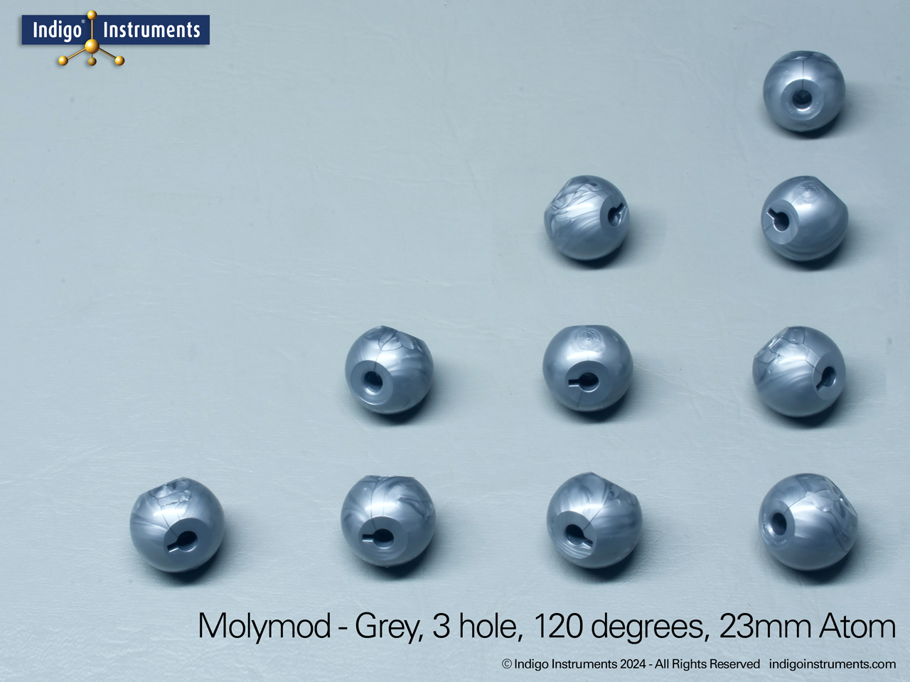 Molymod Grey Atom - 3 hole - 23mm