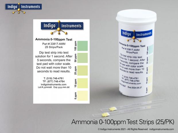 Ammonia Test Strips 0-100ppm, ~25/vial