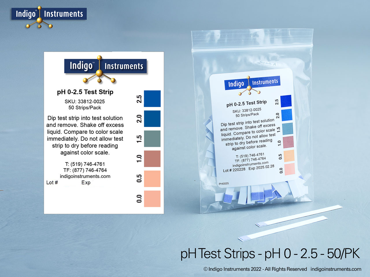 Acid pH 0-2.5 Test Strips, 50/Pack