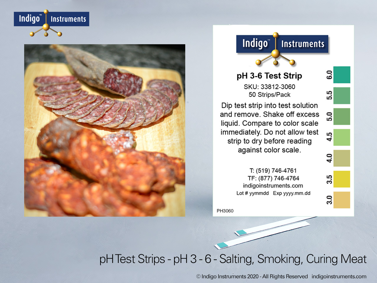 Smoked Meat pH 3-6 Test Strips, 50/Pack