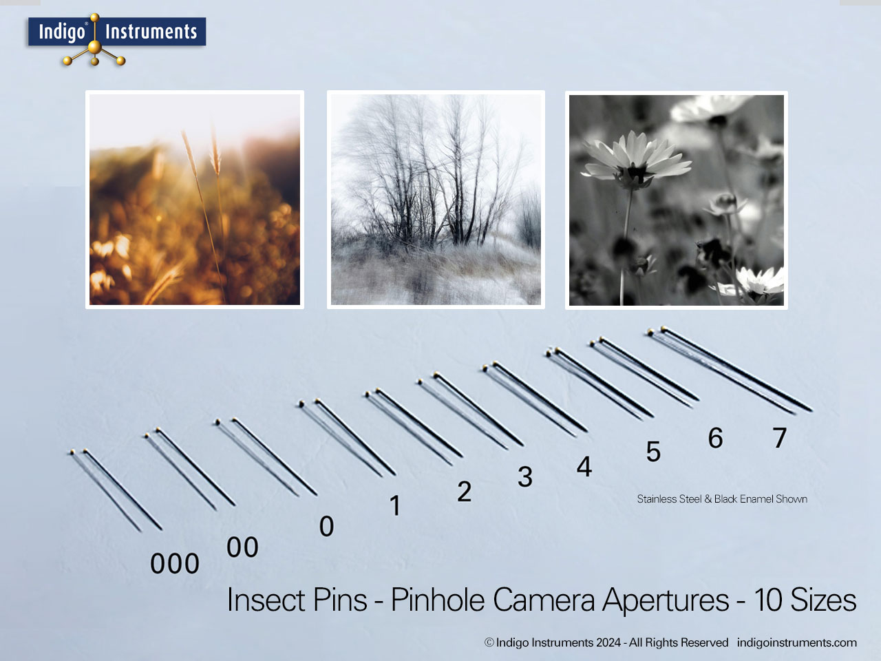 Pinhole Camera Aperture 10 Pin Sizes