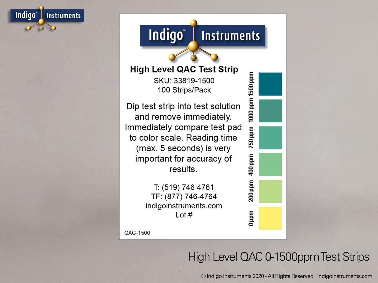 Quat 1500ppm color chart