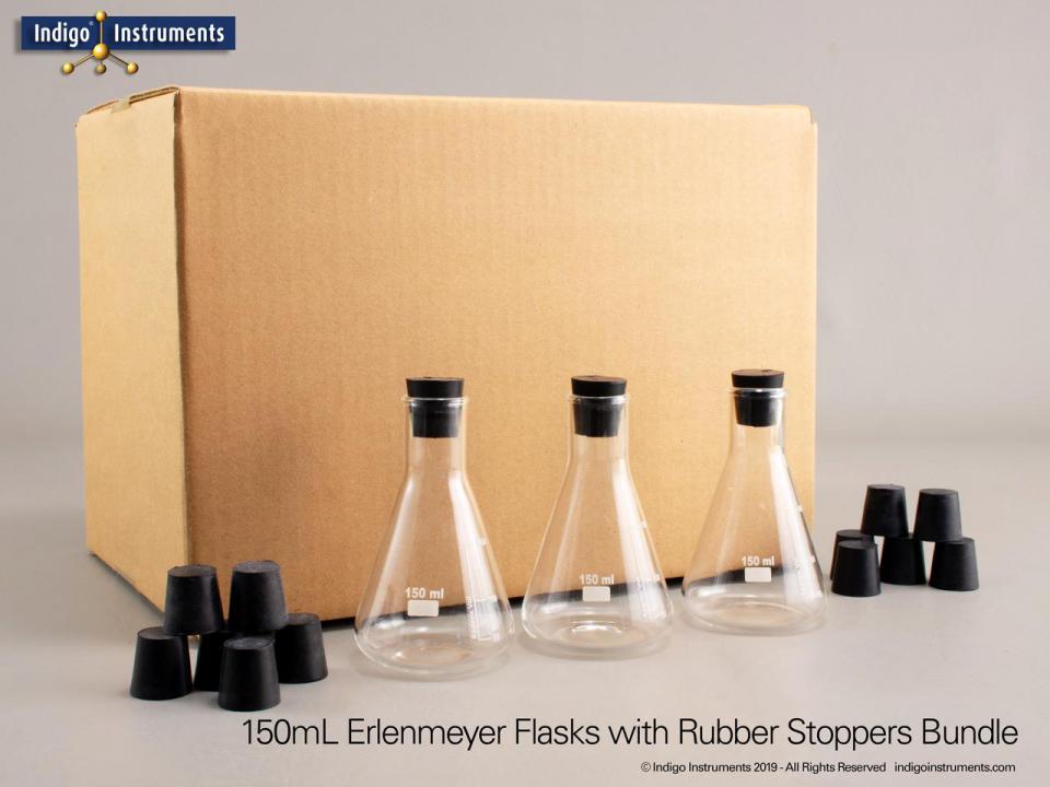 Glass Erlenmeyer Flasks 150mlrubber Stoppers 6 Each