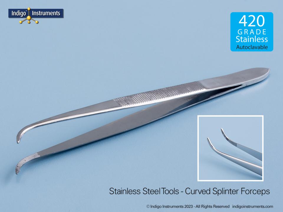 Forceps Splinter 100mm 4 Curved Stainless 6104