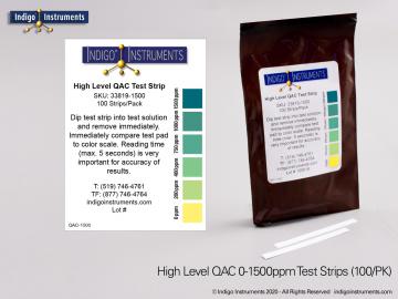 Quat Test Strips: 100, 400, 1500 & 10kppm